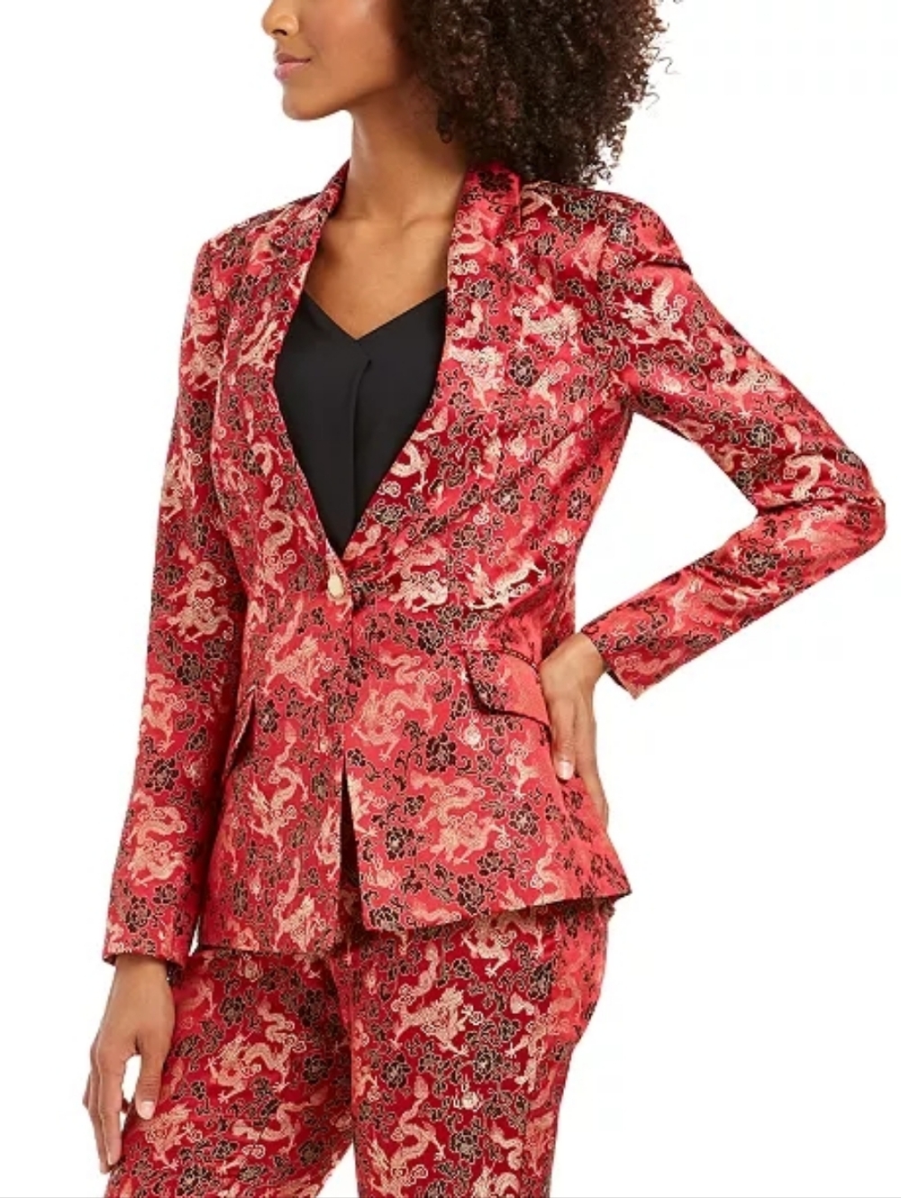 🐢INC International Concepts Jacquard One-Button Blazer SZ Lrg Fits MED Best - Picture 3 of 5